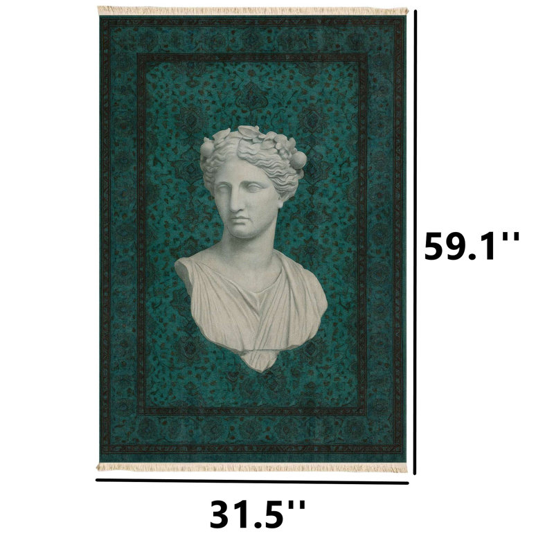 Teal Goddess Bust Accent Rug