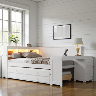 Full Daybed With Trundle, Desk, Charging Station And Storage by Latitude Run