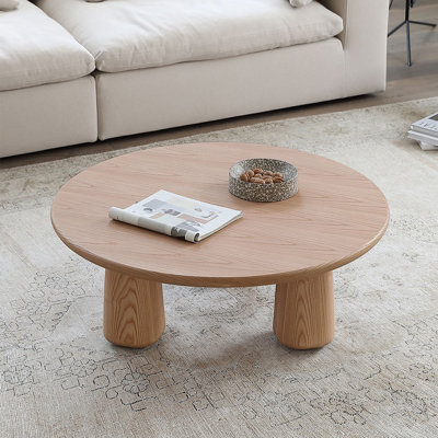 Modern simple round solid wood coffee table