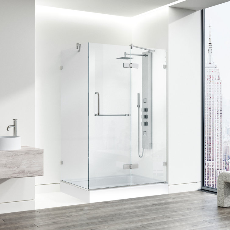 Monteray 40" W x 32" D x 79" H Hinged Frameless Shower Enclosure with 3/8  Clear Glass&Base