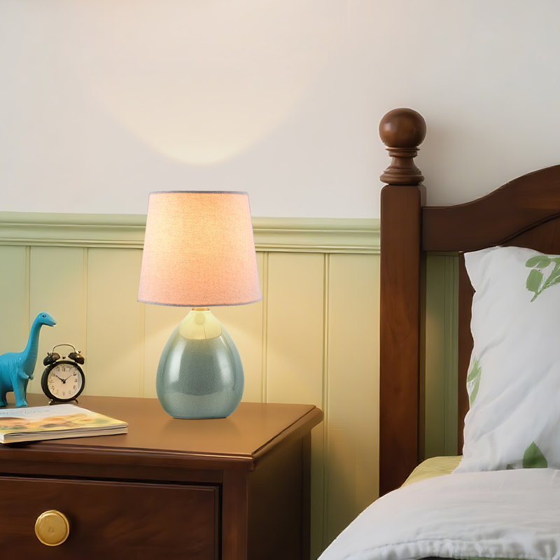 Ensemble de petites lampes de table en céramique 12,5 "avec abat-jour en lin blanc, tables de chevet mignonnes pour chambre d'enfant