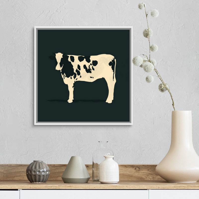 Art mural raffiné Holstein IV, H 18 po x l 18 po x P 2 po, Toile avec cadre blanc