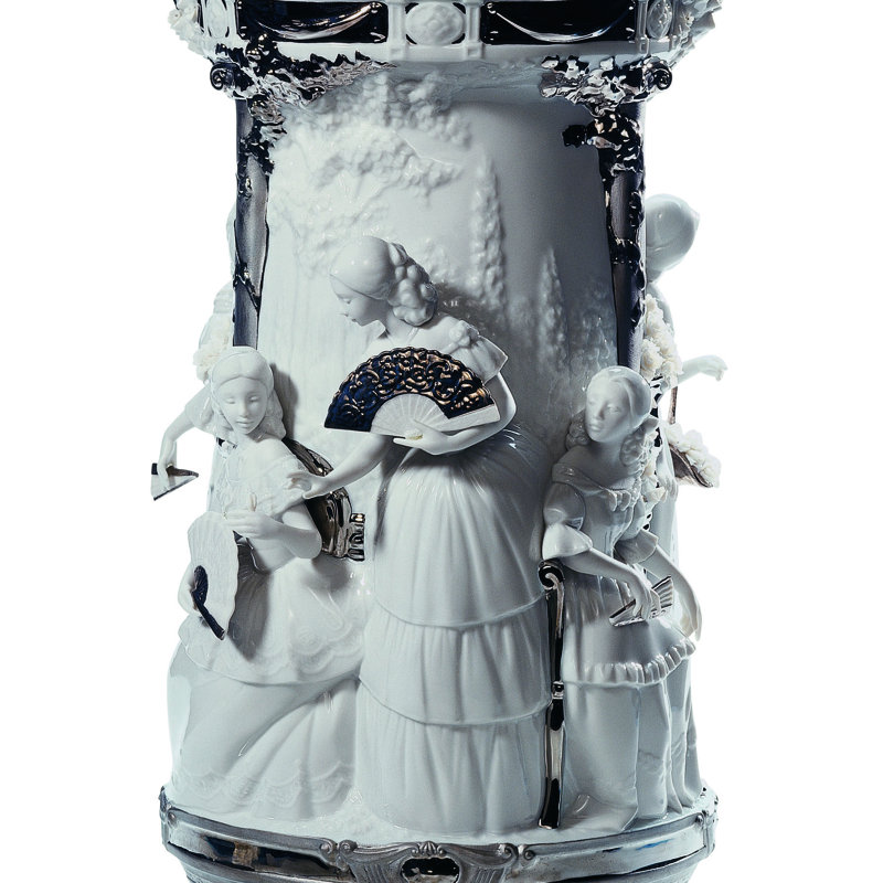 Re-Deco 20.87" Porcelain Table Vase, Silver