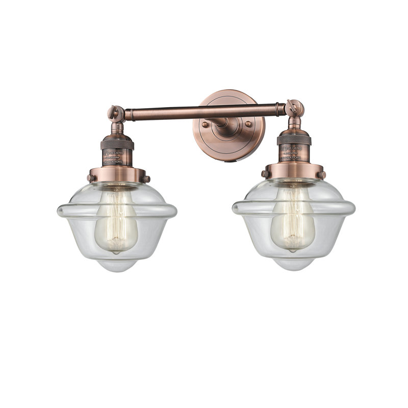 Gebhart 2 - Light Dimmable Vanity Light, 6 Watt Vinage LED Bulb, Clear, Antique Copper