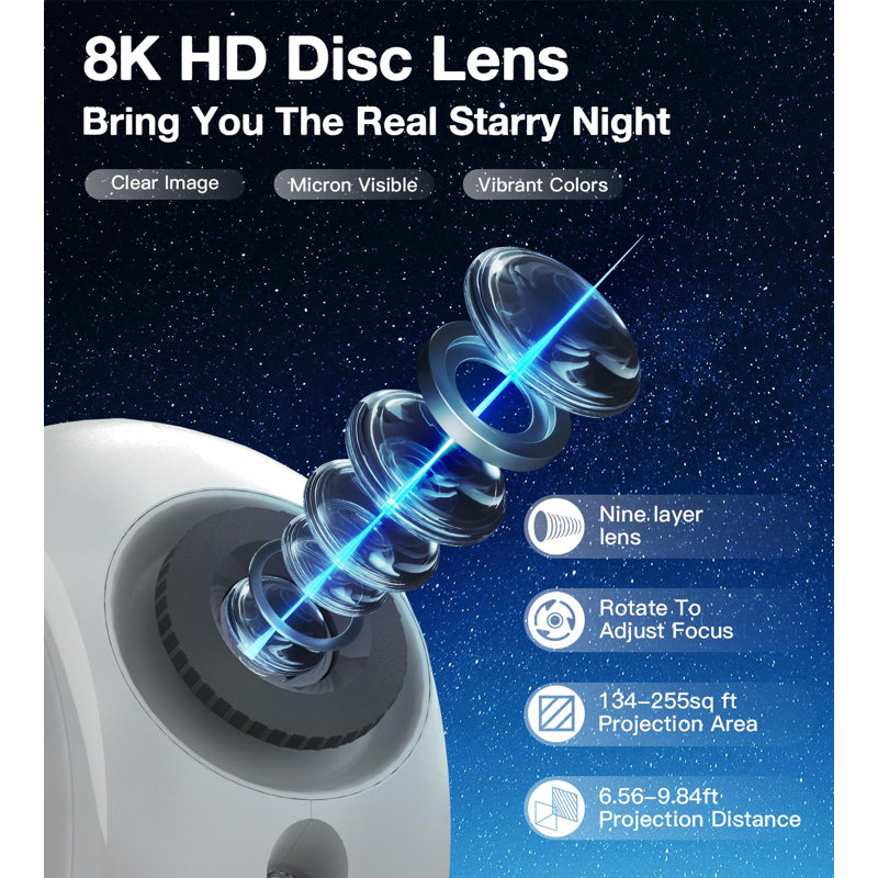 Galaxy Star Projector with Night Light & Timer for Kids
