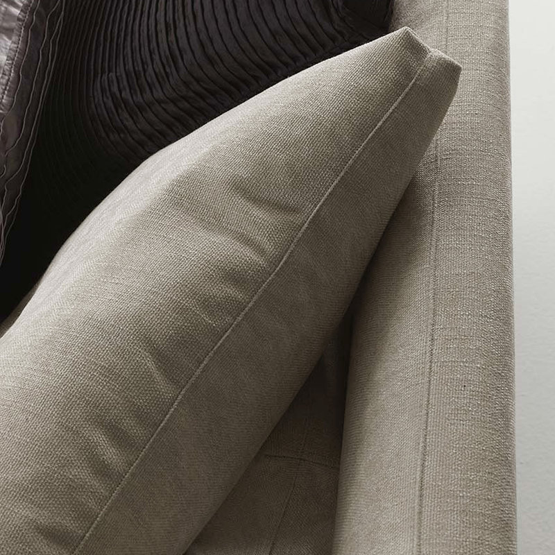 Canapé en forme de L à coussin souple en coton et lin de 124 po Paca (avec armoire latérale de rangement)