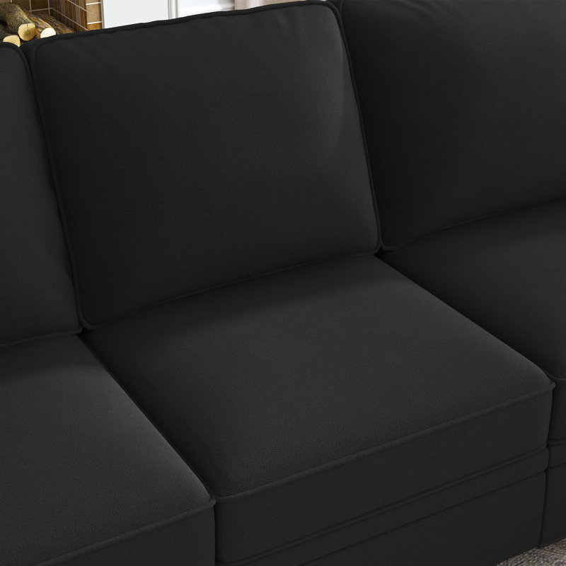 Canapé modulaire réversible en U avec rangement, Velours noir