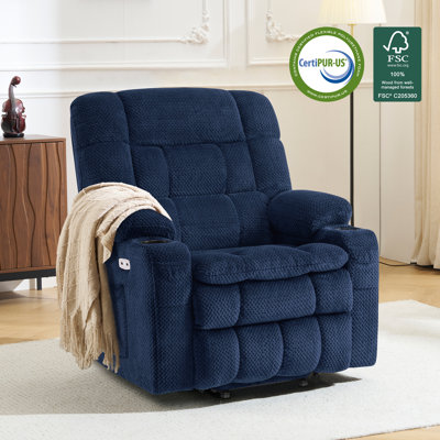 Small Dual Motor Power Recliner Lift Chair Infinite Position, Heat and Vibration Massage, Fabric