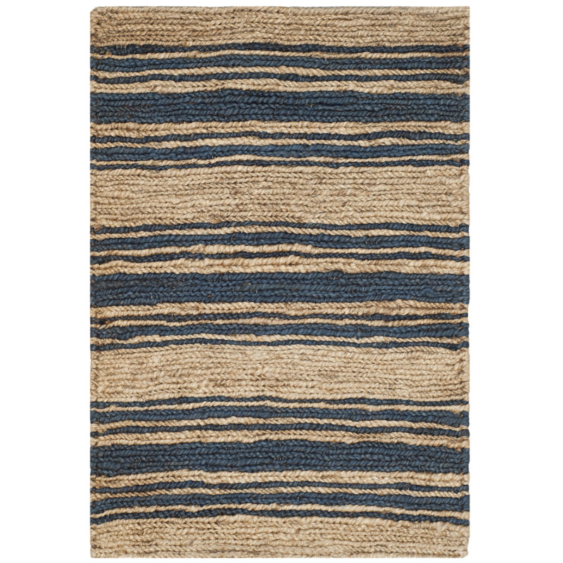 Ralph Lauren Cliff Stripe Jute, Cotton Striped Rug, Rectangle 2' x 3'