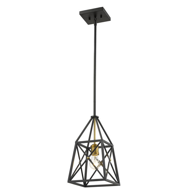 Luminaire suspendu géométrique 1 lumières simple Tolya, Noir mat, Laiton vieilli