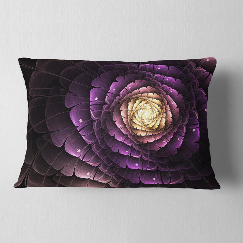 Coussin lombaire à fleur d’art digitale mauve