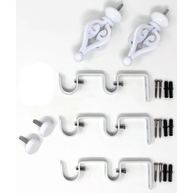 Tringle à rideaux double Mullane, Blanc, H 1 po x l 48 po x P 1 po