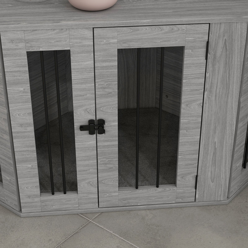 Dog Crate Furniture for Medium Dogs with Cushion Large Door - Grey