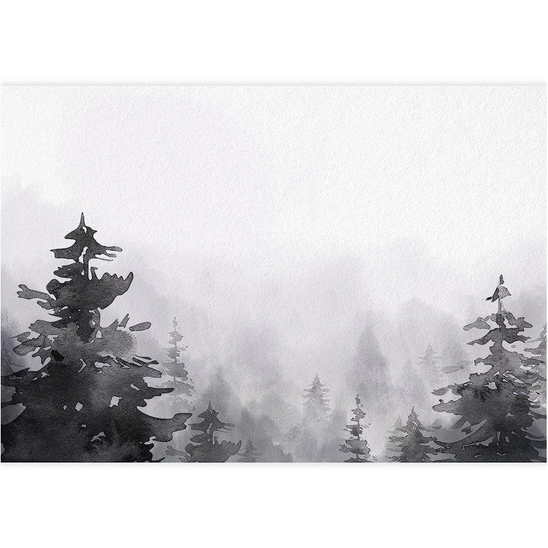 Murale à peindre forêt de pin noir et blanc, L 66 po x l 96 po