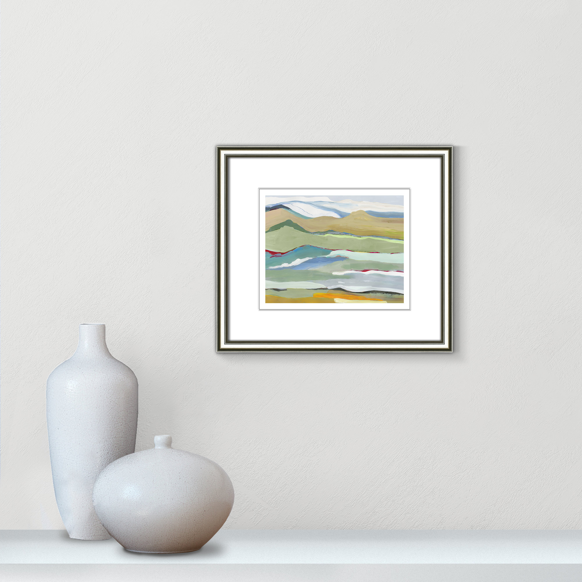 Goodbye Summer on the Hills - Picture Frame Painting, 14.25" H x 16.25" W x 0.88" D, Silver Framed