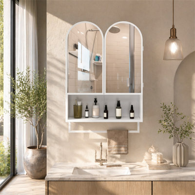 23.62" Modern Double-Arched Mirror Cabinet