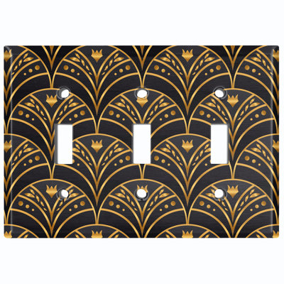 Plaque murale jaune et noire avec motif à damas élégant