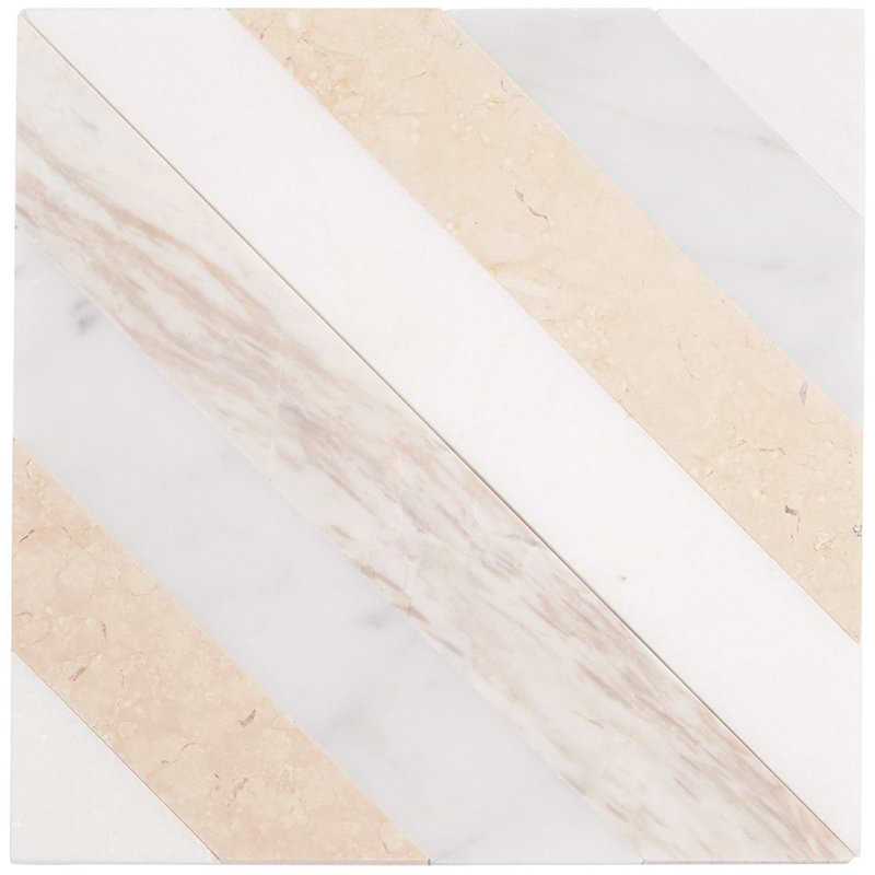 Bowery 8x8 Chevron Polished Marble Mosaic Tile