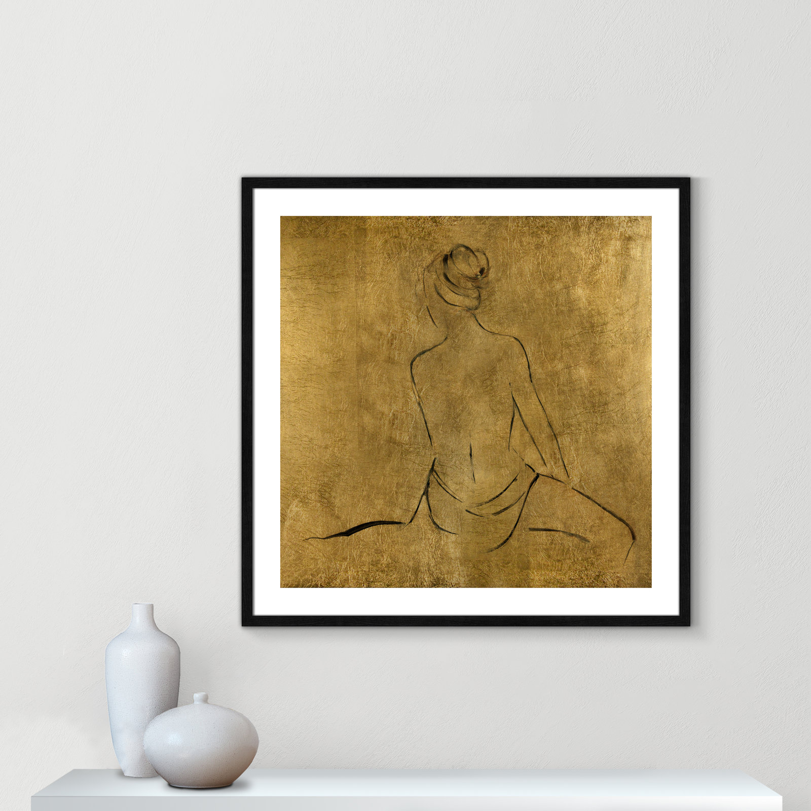 Black Wood Framed Paper, 33.25" H x 33.25" W x 0.75" D