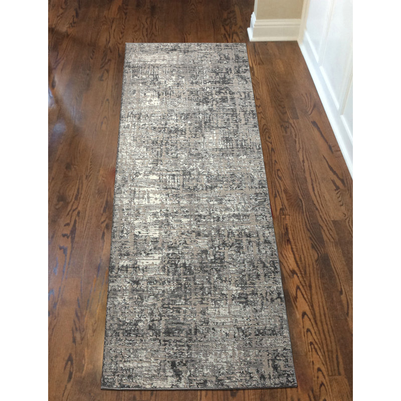 Livigno 1241 Transitional Striated Gray Area Rug, Runner 2'2" x 7'7" 