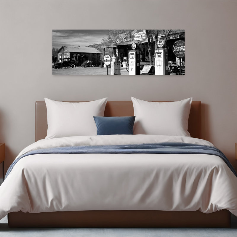 Store with a gas station on the roadside Route 66 Hackenberry Arizona USA 1 Piece Wrapped Canvas Panoramic Wall Art