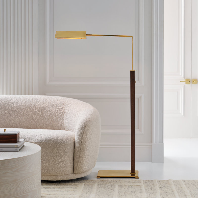 Copse Task Floor Lamp, Polished Nickel/Walnut, Silver