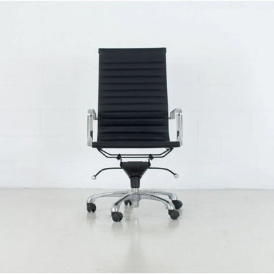 Lonty Leather Silver Frame High Back Office Chair
