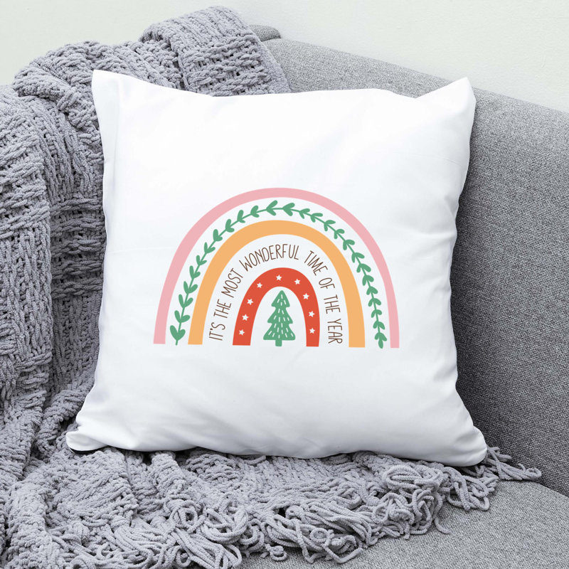 ChristmasRainbow-08 Reversible Throw Pillow, 16" x 16"