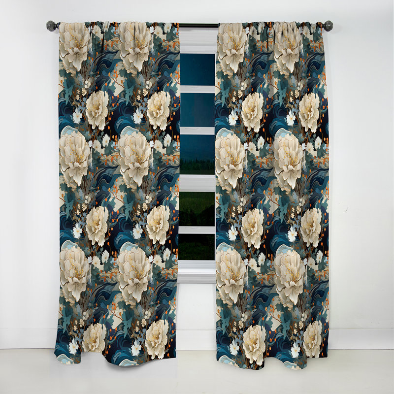 Rideau en velours oriental Kimono Whispers III - obscurcissant - 1 panneau, L 52 po x L 108 po