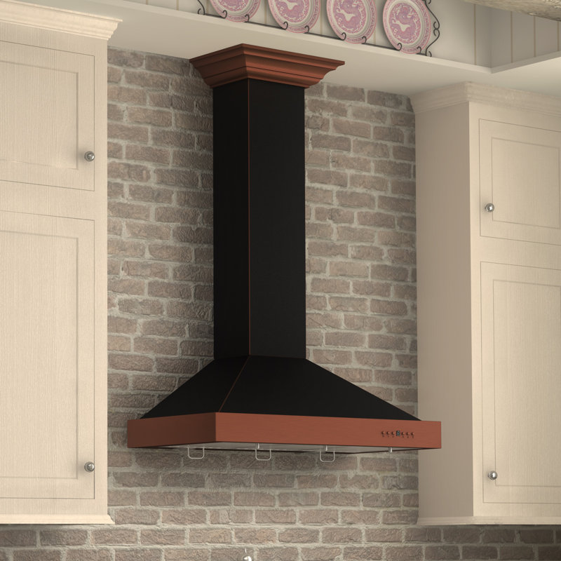 36" 400 CFM Convertible Wall Mount Range Hood, Hand-Hammered Copper/Oil-Rubbed Bronze