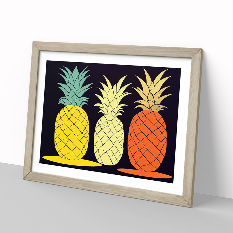 Abstract Pineapple Art Vol.2 - Framed Print, 25cm H x 34cm W x 2cm D, Oak