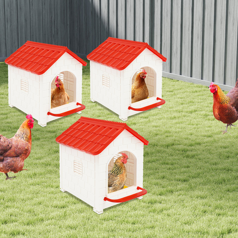 3 boîtes de nidification de poulailler avec nichoir pour poulailler pondant des œufs, Rouge