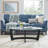 48 Inch Oval Glass Coffee Table, Black Round Coffee Table Center Table With Glass Top, Small Coffee Table For Living Room, Office And Apartment-2070611083