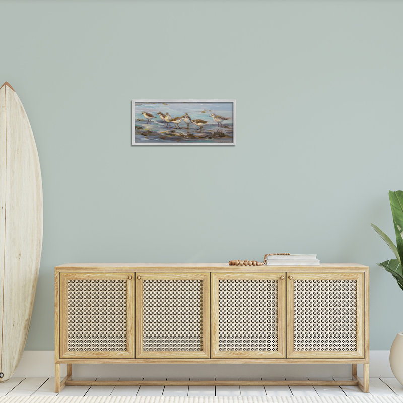 «Sandpiper Flock on Shore», estampe numérique par Sandy Nelson, Estampe numérique Farmhouse, H 10 po x l 24 po