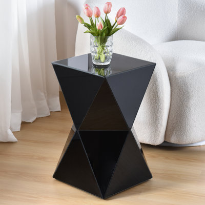 Prism Hourglass Glass Side Table - Black