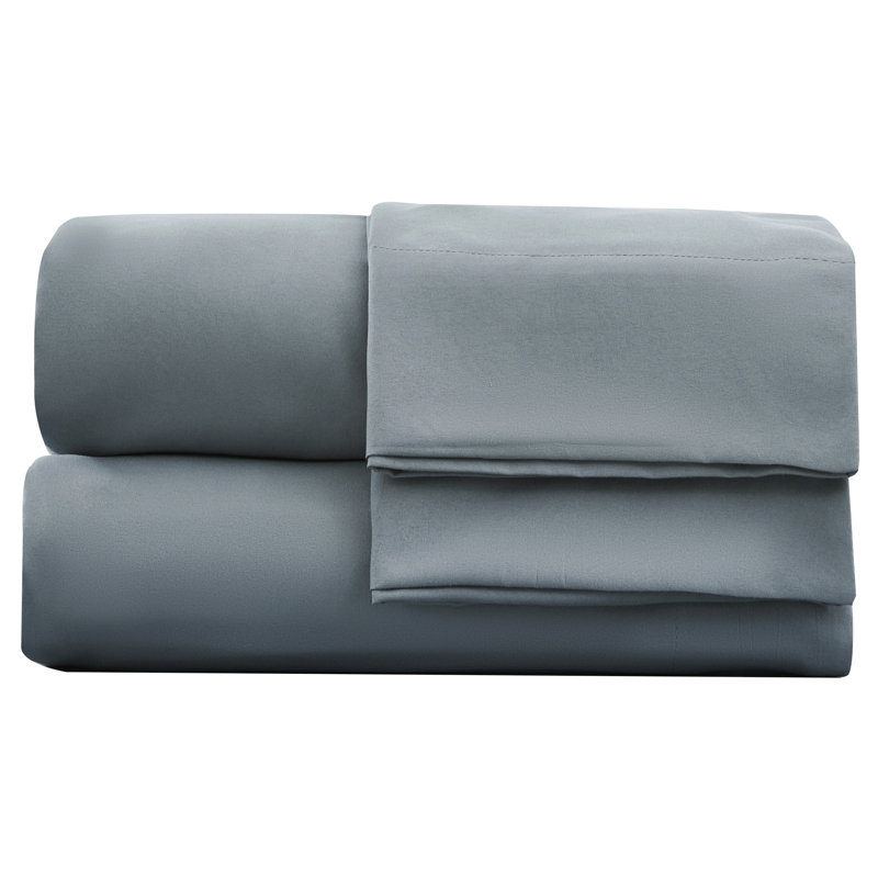 Washed Microfiber Bedding Microfiber Sheet Set, Cal.King Sheet Set + Fitted Sheet + 2 Pillowcases, Dusty Blue
