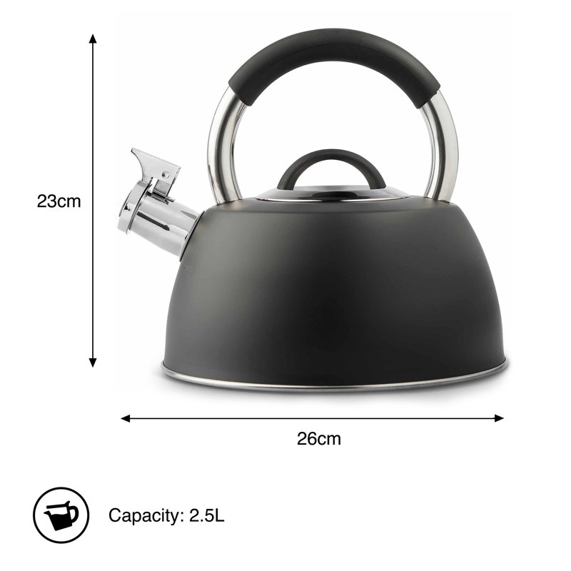 VonShef 2.5L Stainless Steel Whistling Stovetop Tea Kettle