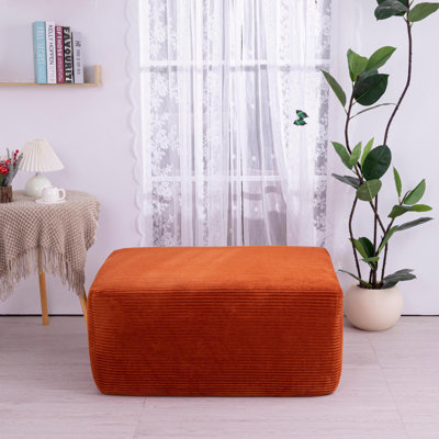 Versatile Orange Corduroy Ottoman, Comfort & Style For Home