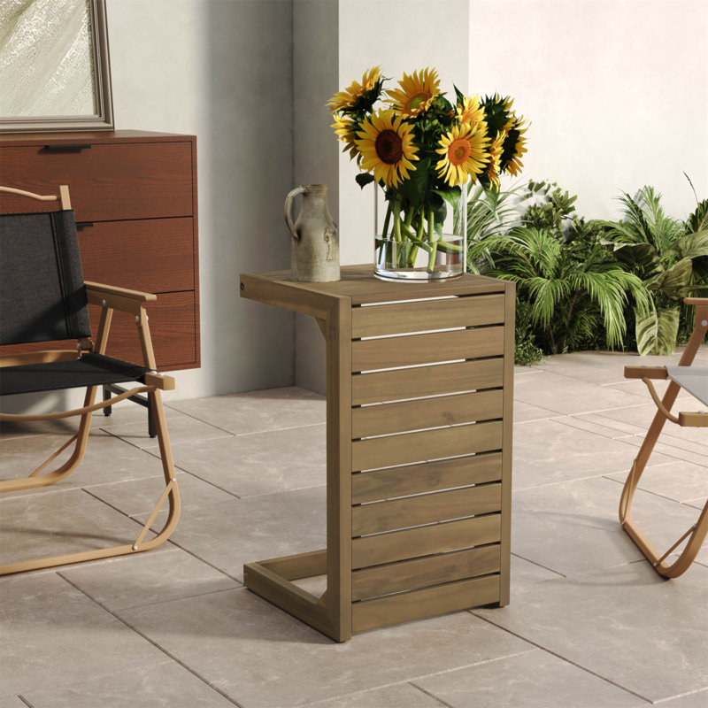 C-shape end table  Brown