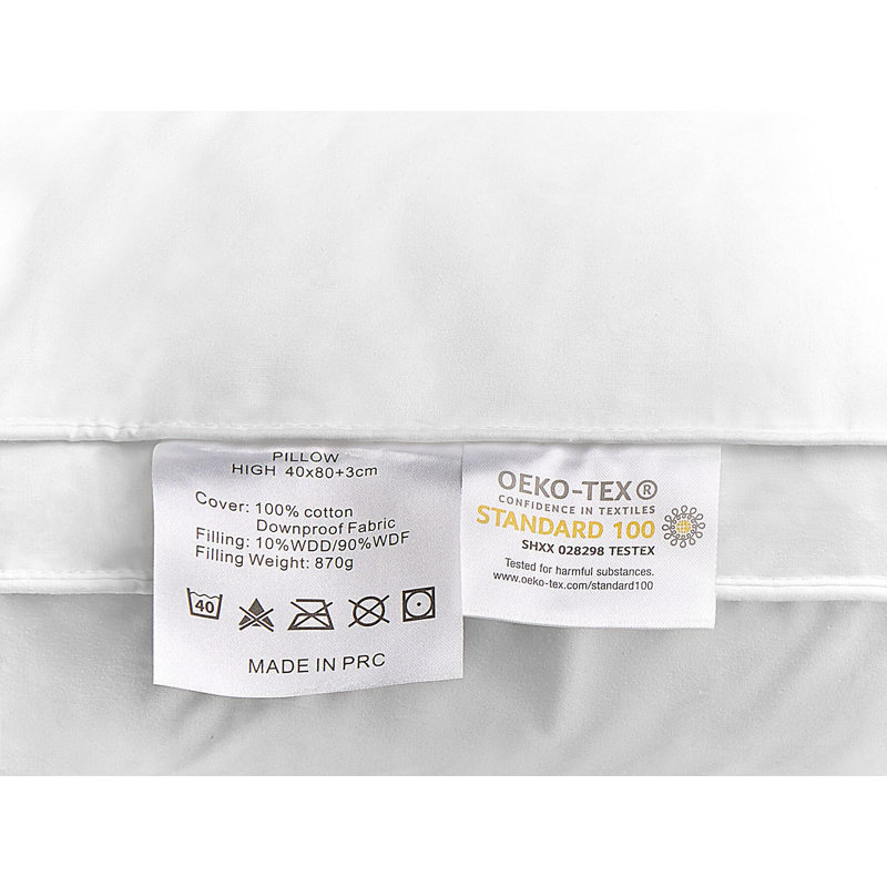 Scheinuk Set of 2 Cotton Bed Feather & Down Medium Support Pillow, 40cm H x 80cm W x 10cm D