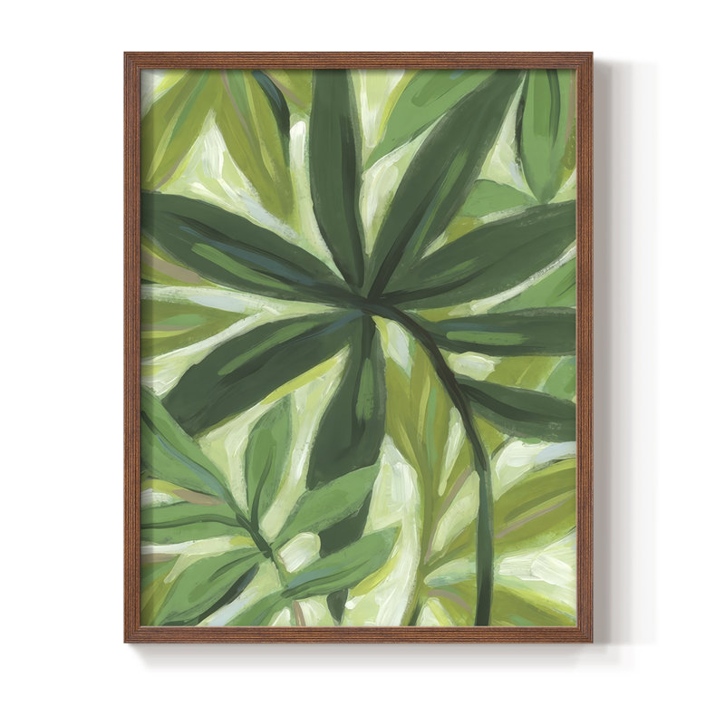 «Tropical Island Leaves I», reproduction encadrée - bois massif, H 30 po x l 24 po, Noyer