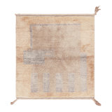 Rug & Kilim’S Moroccan Square Rug With Brown And Blue Geometric Patterns