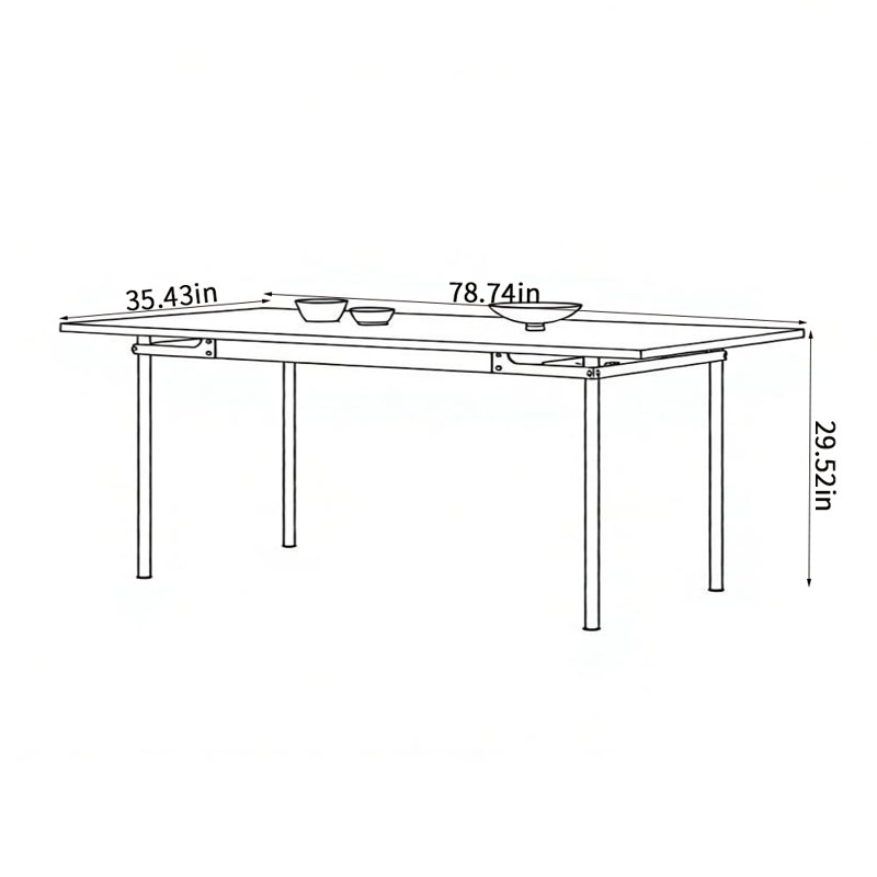 Table de salle à manger simple et luxueuse en bois massif, H 29,52 po x L 78,74 po x l 35,43 po