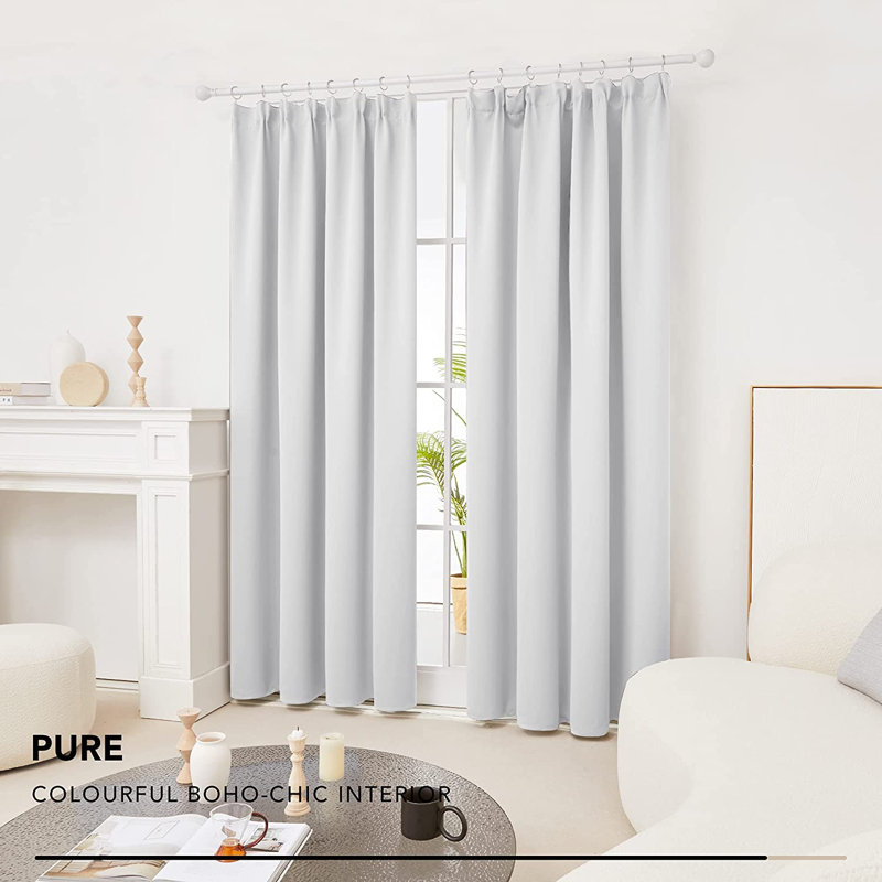 Ivzi Room Darkening Curtain Pair, Grey, 140 W x 200 D cm, 100% Polyester