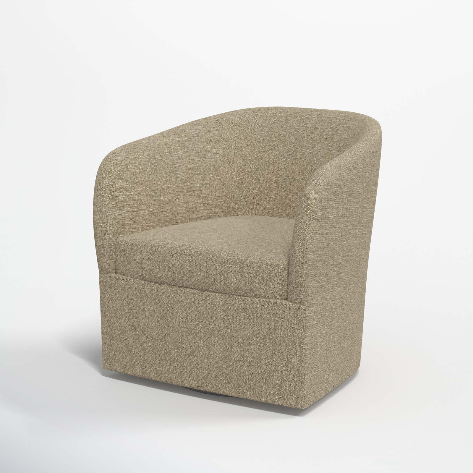Lesia Upholstered Swivel Barrel Chair, Zuma Natural Textured Linen