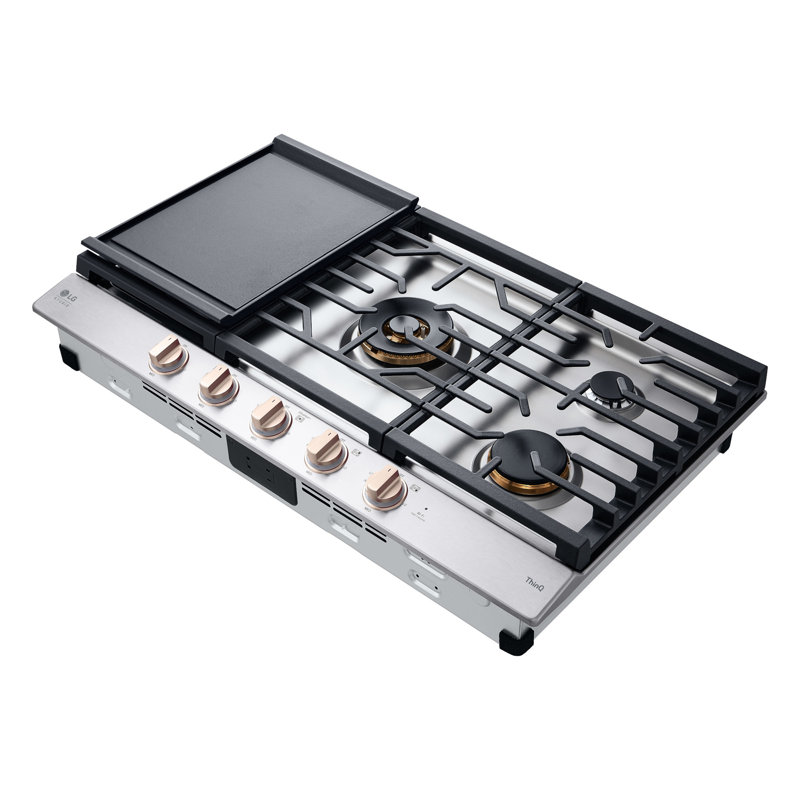 36" Natural Gas Cooktop with 5 Burners, Essence White