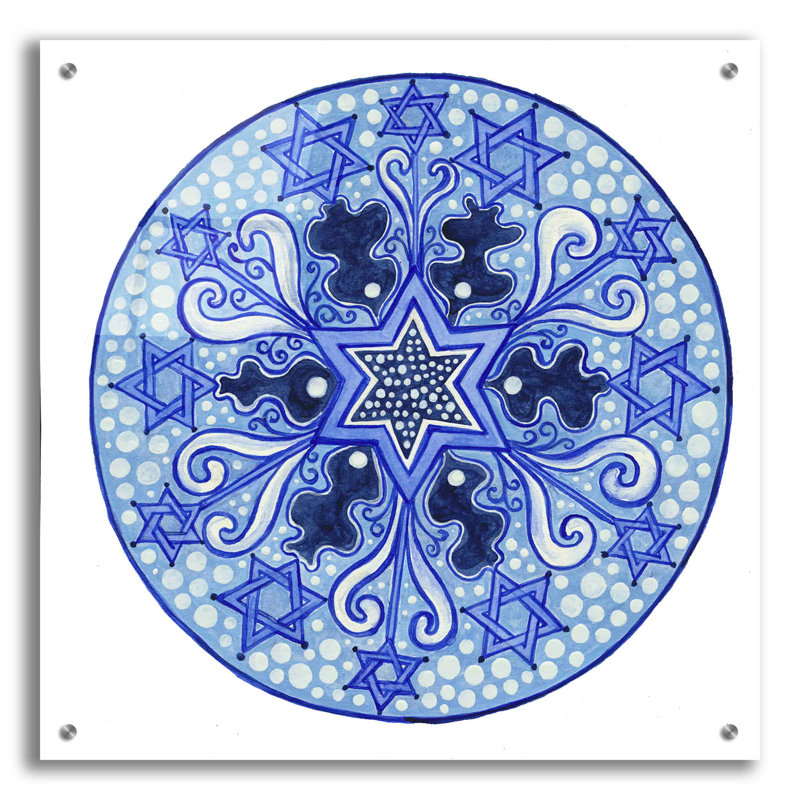 Bungalow Rose «Star Circle Blues» par Andrea Strongwater, art mural en verre acrylique, H 24 po x l 24 po x P 0,2 po