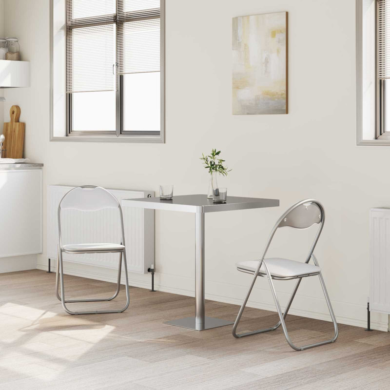 Padded Office Folding Chair Folding Chair Set, White/Grey