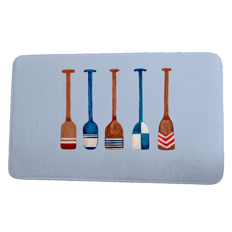 Tapis de bain peint Stella OAR, l 17 po x L 24 po, Bleu
