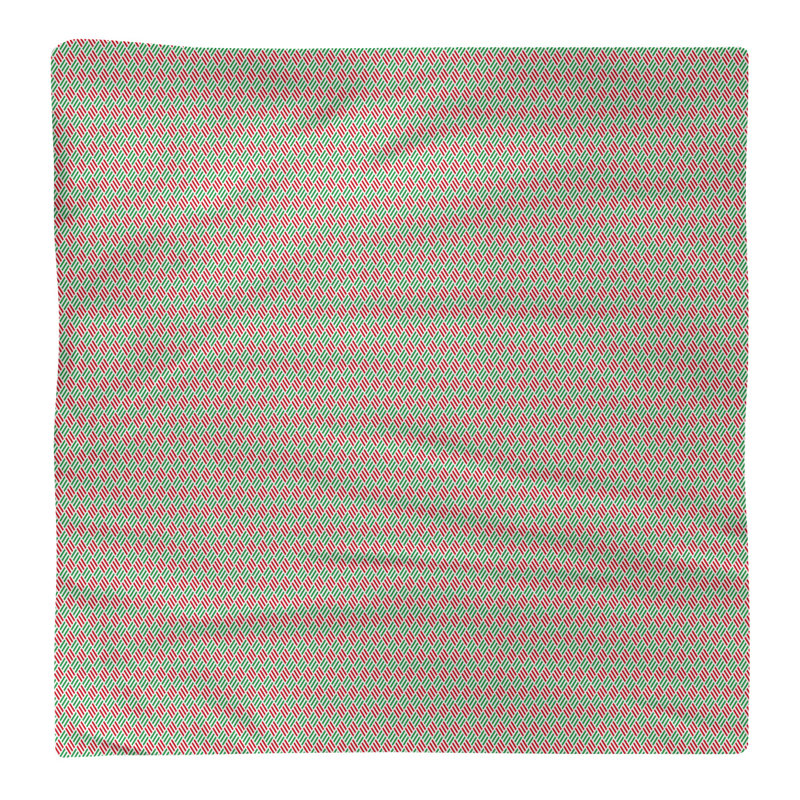 Geometric Square Napkin, 10" x 10", Green/Red, Cotton